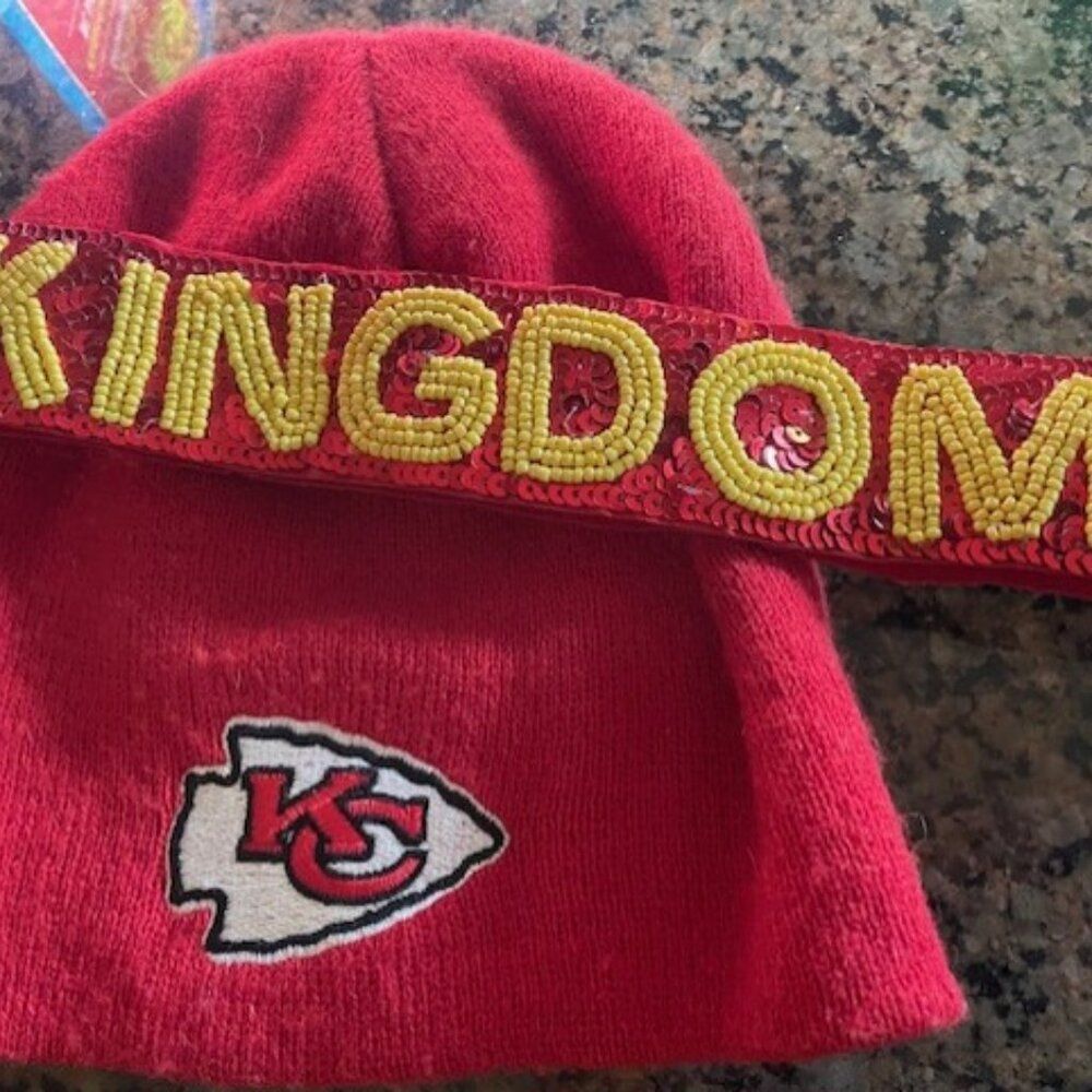 NEW Kansas City Chiefs Football KC Red Gold  Clear Bag Beaded Purse Strap - Picture 7 of 11